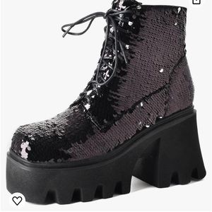 Black shimmer boots.. size 10 runs wide